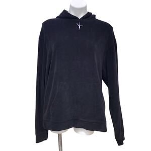 Alexander Wang black velour hoodie kangaroo pocket size large